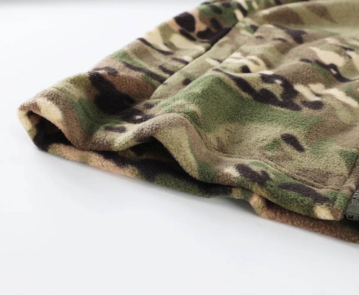 Mens Tactical Fleece Jacket Russian Camouflage US Military Work Coat Autumn Winter Outdoor Warm Zip Cardigan Jacket Inner Lining