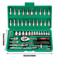 46pc Drive Socket Set 1/4 inch Ratchet Wrench Set with Sockets Metric Hex Bit Socket Set Mechanic Tool Kits for Auto Repair Hous