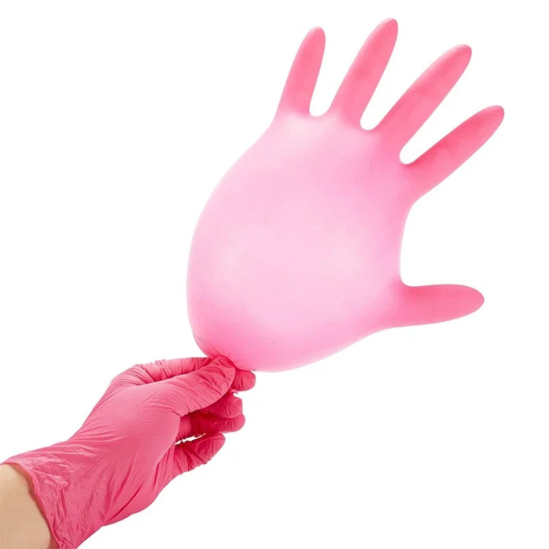 Pink Nitrile Disposable Gloves 20/50PCS Powder & Latex Free Gloves for Kitchen Cooking Household Beauty Petcare Hair Dye Gloves
