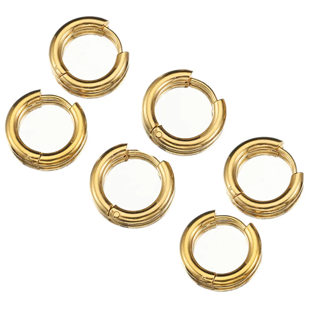 10pcs 8-14mm Stainless Steel Ear Hoop Gold Color Earring for Women Men DIY Jewelry Making Earring Punk Hiphop Piercing Accessory