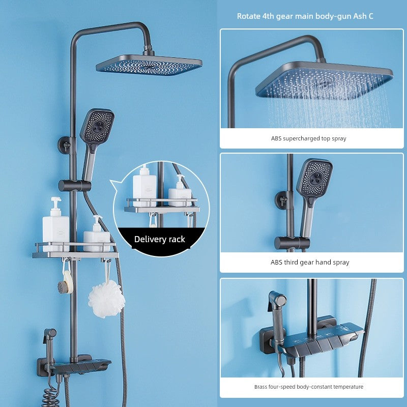 Copper Constant Temperature Black For Home Supercharged Shower Head