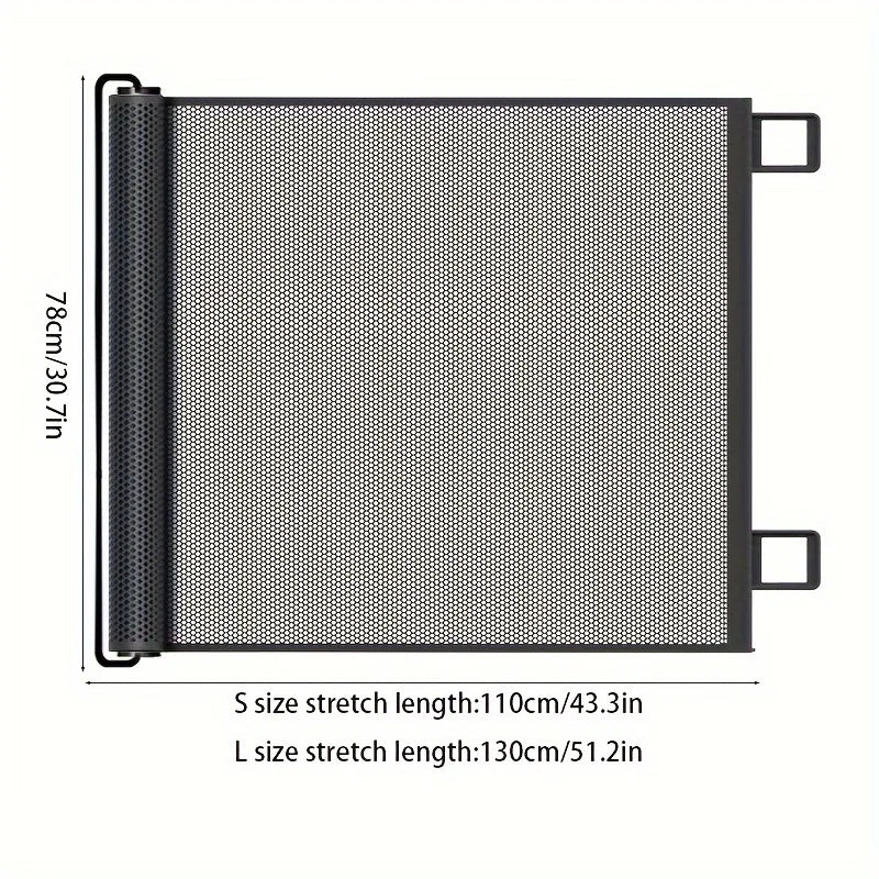 Easy To Install Black Pet Door Without Drilling - Retractable Safety Fence for Indoor Stairs, Dog and Pet Fences