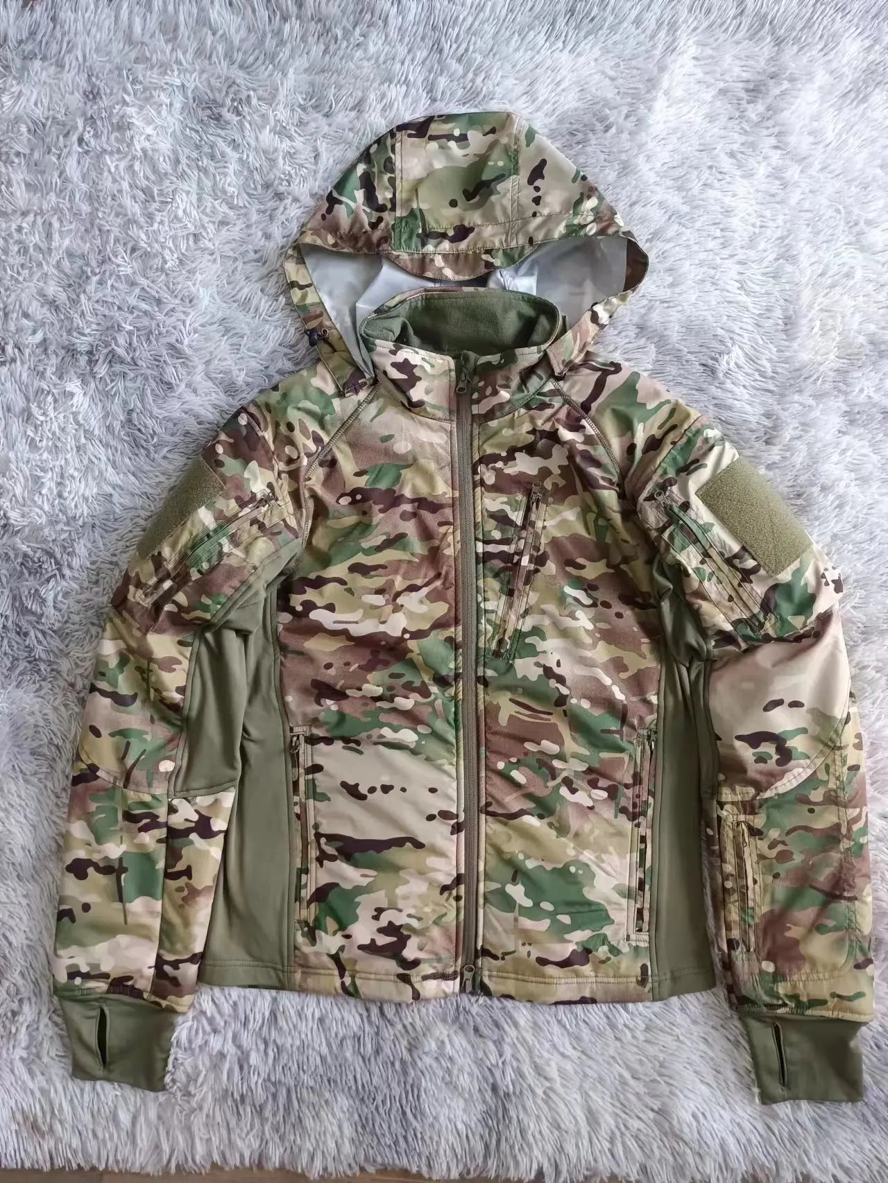 Mens CamouflageTactical Jacket Lightweight Cotton Clothes Autumn Winter Outdoor Waterproof Hooded Padded Coat Hiking Windbreaker