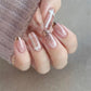 24p Artificial Acrylic Nail Art Fake Nails Full Coverage Removable Press On Nails Tip French Light Pink Heart False Nail Designs