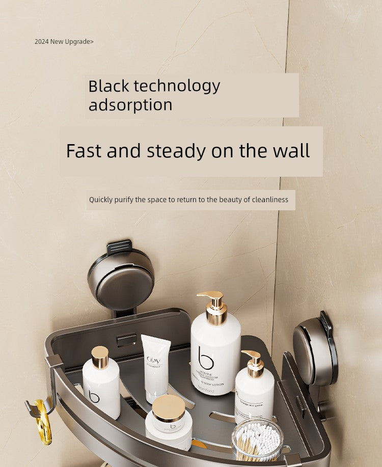 Wall-Mounted Wash Basin Toilet Triangle Basket Shelf Suction Cup