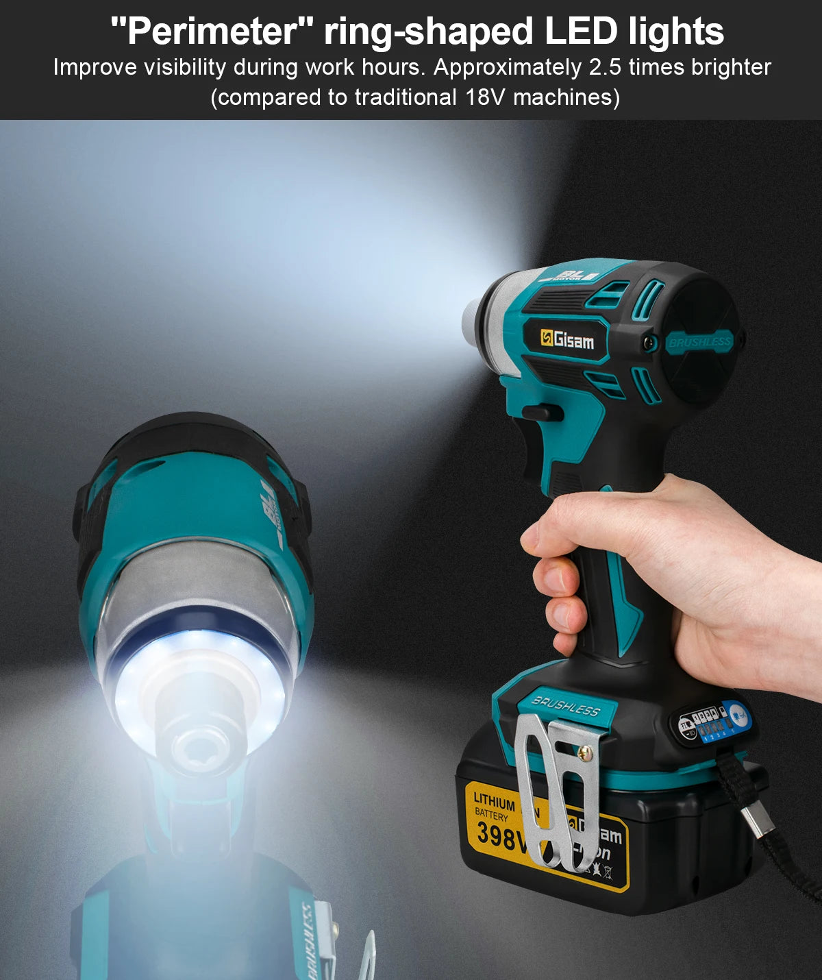 688N.m 8-Speed 1/4'' Brushless Electric Screwdriver Cordless Screwdriver Electric Drill Impact Driver Kit for Makita 18V Battery
