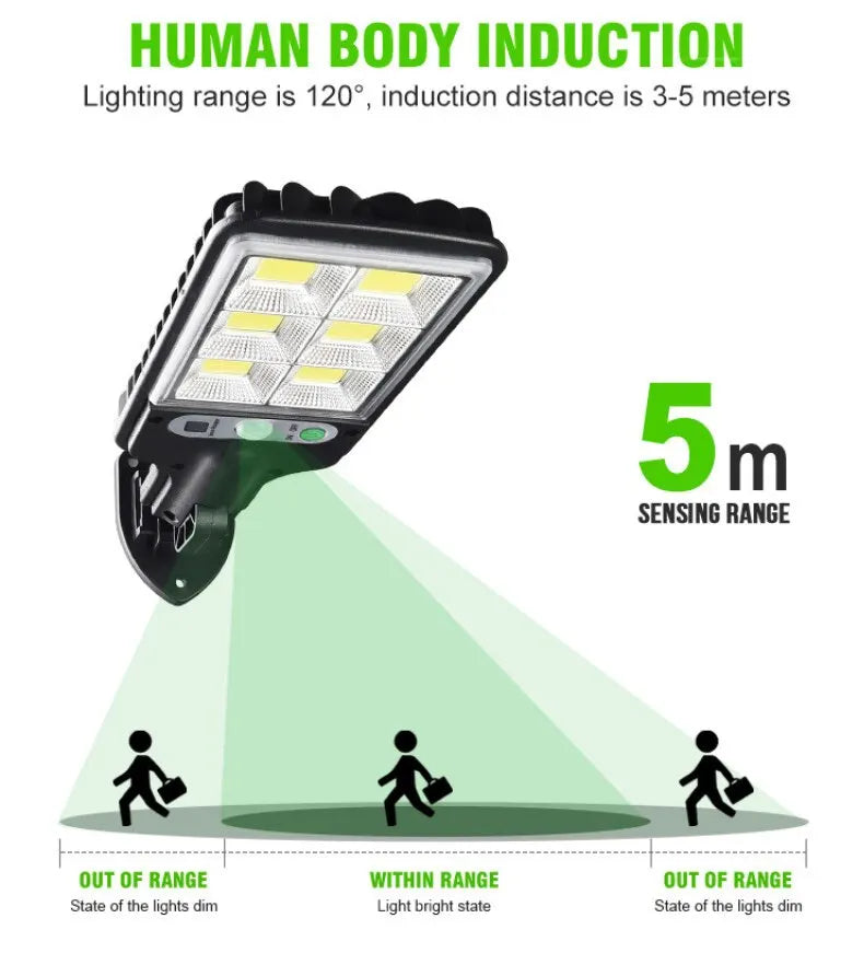 72/108 COB Sensor Solar Lights Outdoor LED Street Garden Solar Lamps 3Modes Waterproof Motion Sensor Remote Control Wall Light