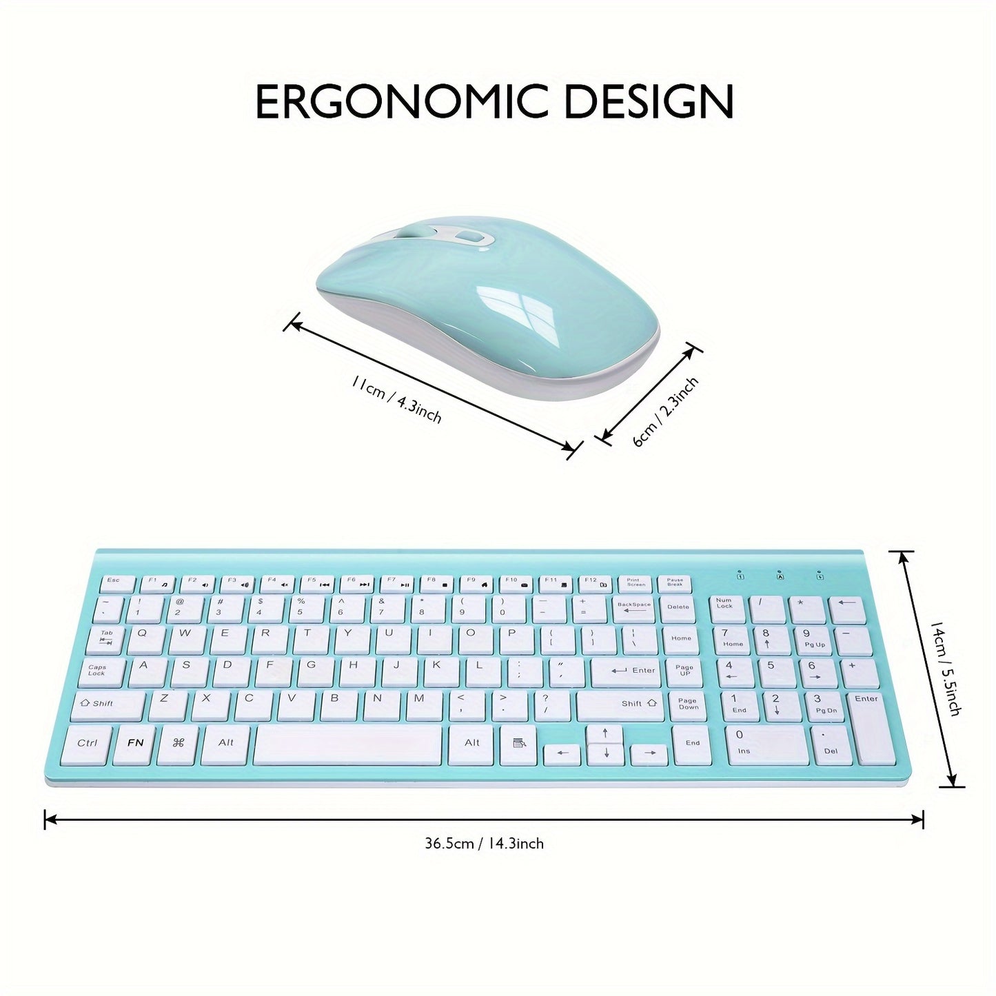 Wireless Keyboard and Mouse Combo, Compact Full Size Wireless Computer Keyboard and Mouse Set 2.4G Ultra-Thin Sleek Design for Windows, Computer, Desktop, PC, Notebook, Laptop