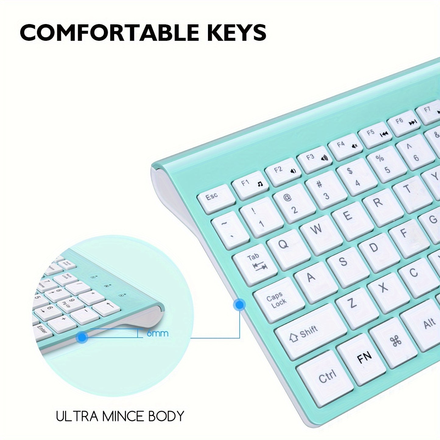 Wireless Keyboard and Mouse Combo, Compact Full Size Wireless Computer Keyboard and Mouse Set 2.4G Ultra-Thin Sleek Design for Windows, Computer, Desktop, PC, Notebook, Laptop