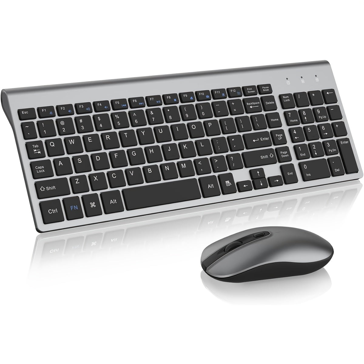 Wireless Keyboard and Mouse Combo, Compact Full Size Wireless Computer Keyboard and Mouse Set 2.4G Ultra-Thin Sleek Design for Windows, Computer, Desktop, PC, Notebook, Laptop